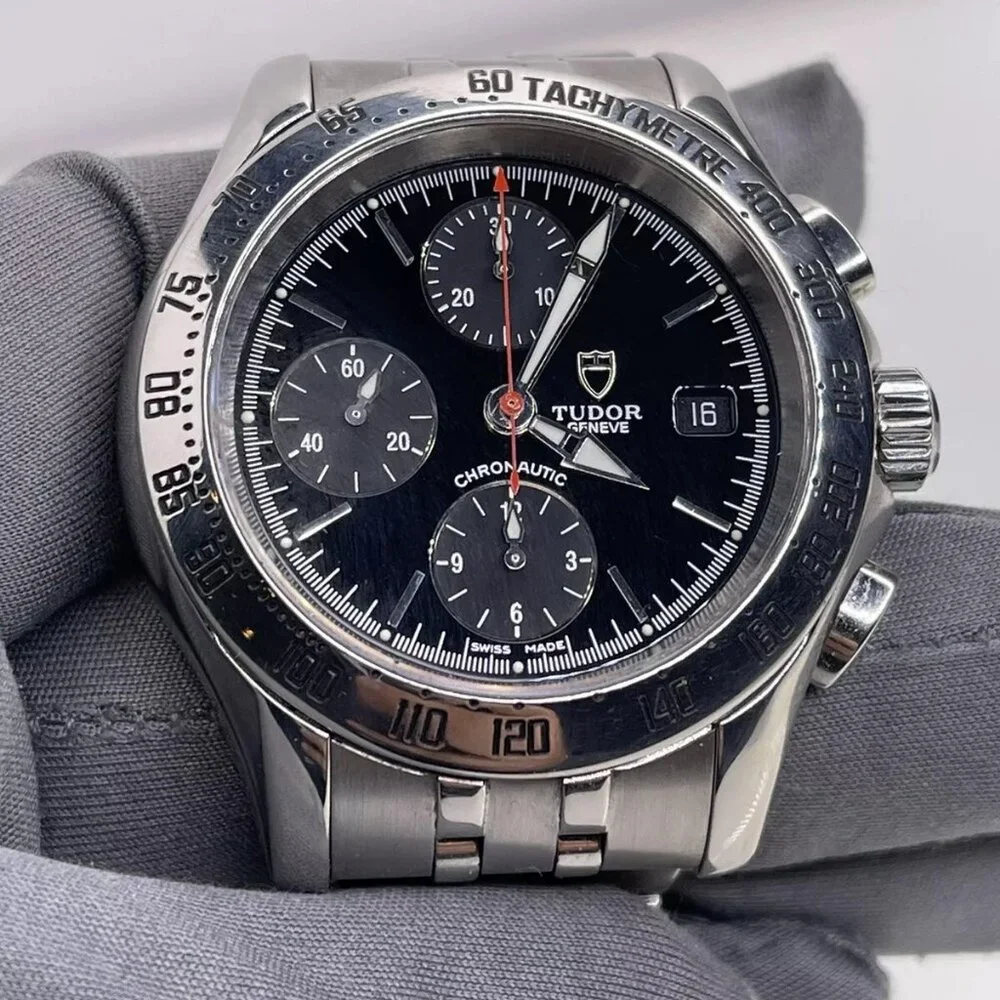 TUDOR CHRONAUTIC 79380P MEN'S AUTOMATIC WATCH BLACK DIAL CHRONOGRAPH SS 39MM